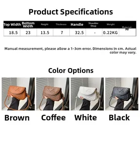 Detail view of heart-quilted PU leather bags in four colors with size specifications