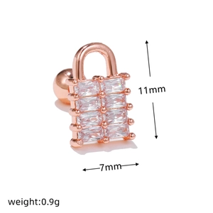 Detailansicht eines 18K Roségold-Ohrsteckers mit Zirkonia und Größenabmessungen