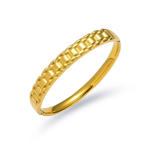 Bracciale minimalista in acciaio inossidabile dorato con trama a griglia industriale