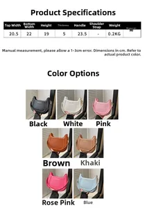 Tabella taglie dettagliata e specifiche di peso per borsa hobo in sette colori diversi