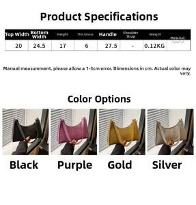Guida alle taglie e specifiche per la borsa sottobraccio a sella con paillettes lucide