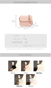 Detailed size guide and material specifications for the mini diamond quilt chain bag