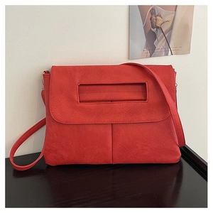 Women Minimalist PU Leather Shoulder Bag Large Capacity Laptop Tote Bag For A4 Files Urban Commuter Crossbody Bag With Cutout Handle