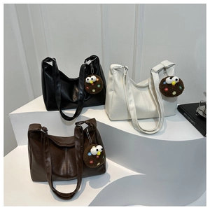 Women Large Capacity Tote Bag Soft PU Leather Litchi Texture Minimalist Korean Style Shoulder Crossbody Bag Daily Work