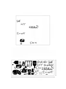 Detail view of kitchen wall sticker dimensions showing cutlery patterns and layout sizes