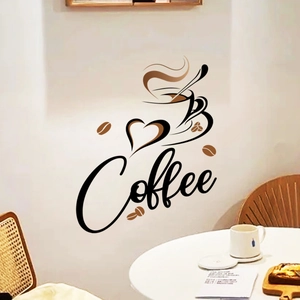 Stickers muraux café artistique pour décoration de cuisine avec cœurs et grains