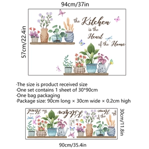 Kitchen is the Heart of the Home wall stickers with potted plants and butterflies