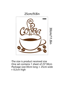 Detail view of coffee cup wall sticker with beans and artistic Coffee lettering