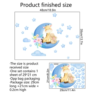 Luminous cartoon giraffe and rabbit wall sticker with stars for kids' room decor
