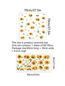 Guida dettagliata alle dimensioni degli adesivi girasole con foglio da 60x30cm