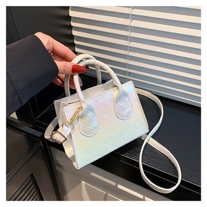 Women's Mini Iridescent Quilted Shoulder Bag Fashion PU Leather Handbag Small Crossbody Square Bag For Daily Street Party