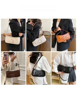 Collage von Models mit Vintage-Schultertaschen in Krokodil-Optik in vier vielseitigen Farben