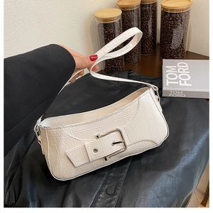 Retro Krokodilmuster Unterarmtasche PU Leder Schultertasche Mit Großer Metallschnalle Mode Streetwear Für Damen