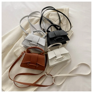 Women Mini Small Square Bag Pebbled PU Leather Handbag Flap Magnetic Closure Top Handle Chic Minimalist Street Daily Fashion