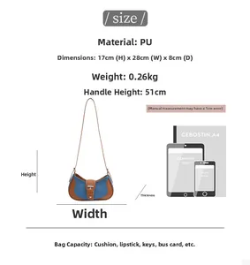 Size guide of retro contrast saddle bag showing dimensions and everyday capacity