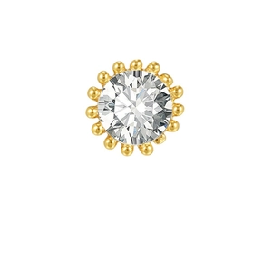 18K gold plated cartilage stud earring featuring a brilliant round zircon stone with beaded halo