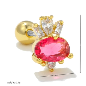Makroaufnahme von 9mm Kronen-Helix-Piercing mit rosa Edelstein und Gewichtsangaben