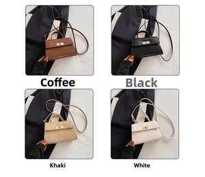 Detailed comparison of four stylish crossbody square bags in coffee, black, khaki, and white