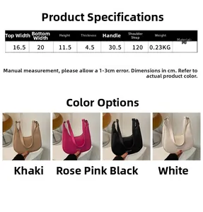 Size specifications for small PU leather crescent shoulder bag with strap measurements