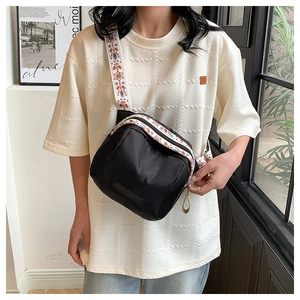 Women's nylon crescent bag with bohemian wide strap for casual daily use in 2024