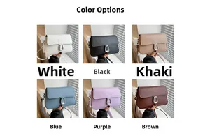 Detailed grid view of minimalist square crossbody bags in six various elegant colors