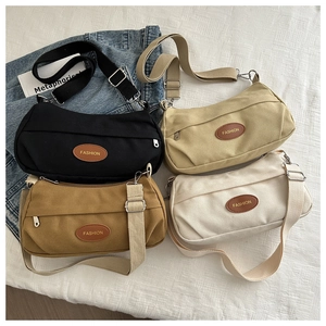Retro canvas crossbody bags for women with wide straps in four assorted colors