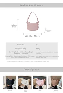 Detailed dimension guide and color options for the stylish PU leather saddle shoulder bag
