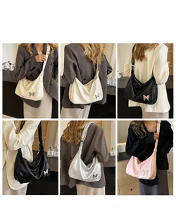 Détails de sacs à bandoulière en cuir PU souple avec papillons métalliques en plusieurs coloris