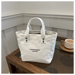 Sac À Main En Toile Pour Femmes Imprimé Lettres Sac Fourre-Tout Seau Avec Rivets Métalliques Fermeture Éclair Simple Décontracté