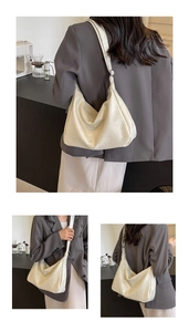 Chic cream oversized hobo tote bag shown from multiple angles for fashion look