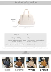 Tableau des tailles 22x16x9cm pour sac à main cabas en cuir PU pour femme active