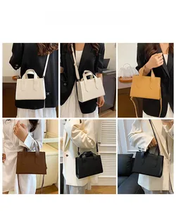 Détails du sac à main en cuir montrant les options blanc, beige, marron et noir chic