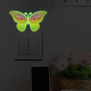 Lichtgevende vlinder muursticker met regenboogverloop en glitter voor kamerdecoratie
