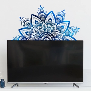 Sticker mural mandala bleu dégradé pour décoration de salon et chambre à coucher