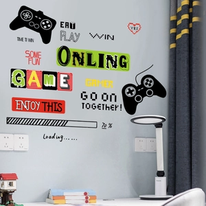 Gamer wall sticker with gamepads and slogans for bedroom or game room decor