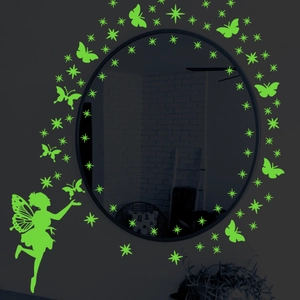 Glow In The Dark Wall Stickers Fairy Stars Butterflies PVC Fluorescent Decals Kids Bedroom Nursery Decor DIY Cartoon Style