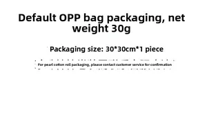 Specifications of EPE foam roll packaging weighing 30g and sized 30x30cm in OPP bag