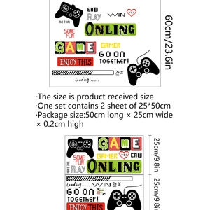 Gamer wall sticker set with controllers and GAME ONLINE loading icons for room decor
