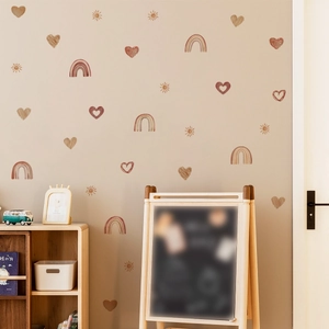 Stickers muraux arc-en-ciel et cœur style boho pour décoration chambre d'enfant