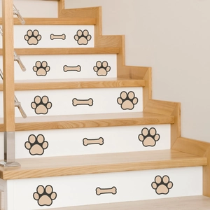 Luminous dog paw and bone wall stickers for staircase decoration in minimalist style
