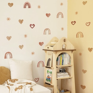 Autocollants Muraux Arc-En-Ciel Cœur Boho PVC Auto-Adhésifs Soleil Décoration Pour Chambre D'Enfant