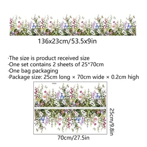 Floral wall stickers 136x23cm for living room with wildflower design and self-adhesive backing