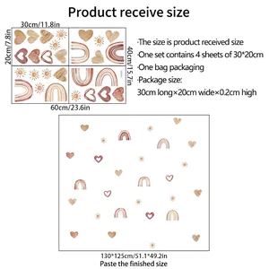 Stickers muraux arc-en-ciel et cœur avec dimensions pour chambre et salon