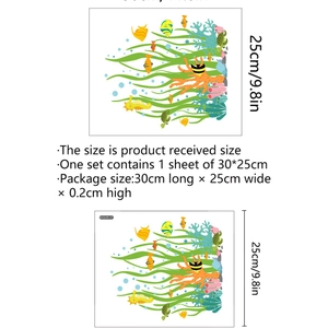 Marine life wall stickers with tropical fish, sea turtles and coral for bathroom decor