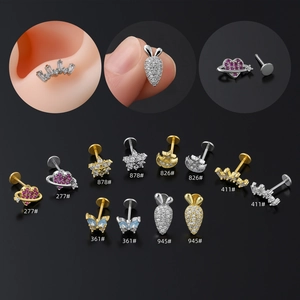 Piercing Labbro in Acciaio Inossidabile Zirconia Farfalla Cuore Pianeta Stella Luna Gioielli Piercing per Donna Accessorio Moda