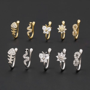 Set di polsini per naso oro e argento con zirconi motivi occhio e farfalla design