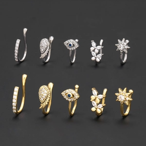 Anello Al Naso Finto Polsino Ottone Zirconia Cubica Occhio Malefico Farfalla Serpente Regolabile Clip Al Naso Gioielli Per Donna