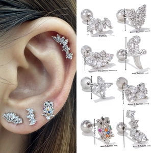 Guide des tailles de boucles d'oreilles argentées avec motifs chouette et papillon en zircon