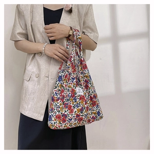 Bolsa de compras de nylon floral plegable de gran capacidad para el ocio de verano