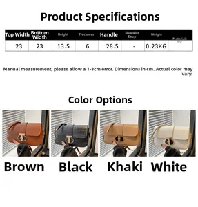 Detailed size chart and dimensions infographic for this textured PU leather handbag